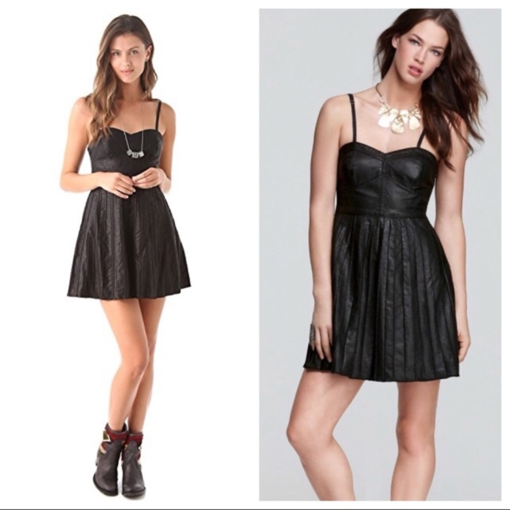 Free People Faux Leather Black Dress - Size M